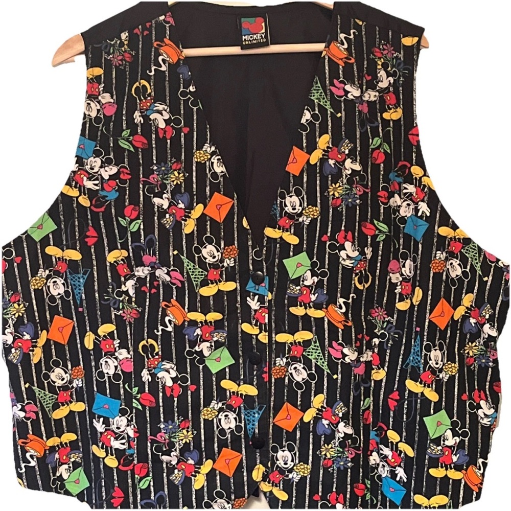 Disney Vtg Mickey Unlimited • 90s Vintage Mickey & Minnie Vest Eiffel Tower
